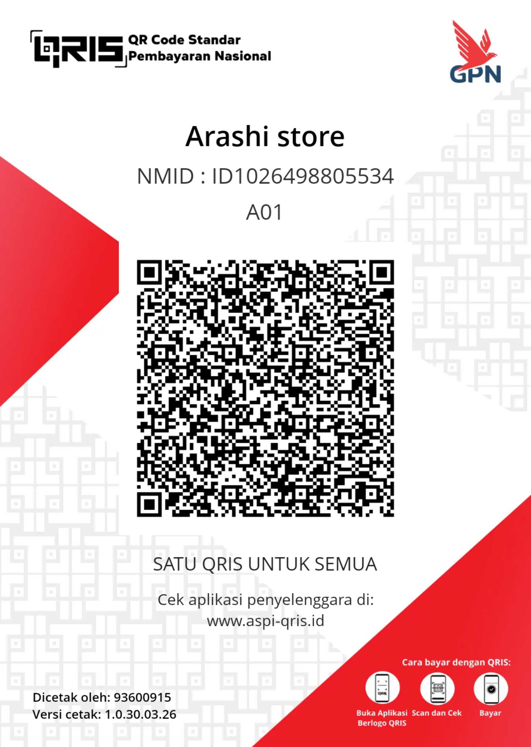 QRIS Arashi store